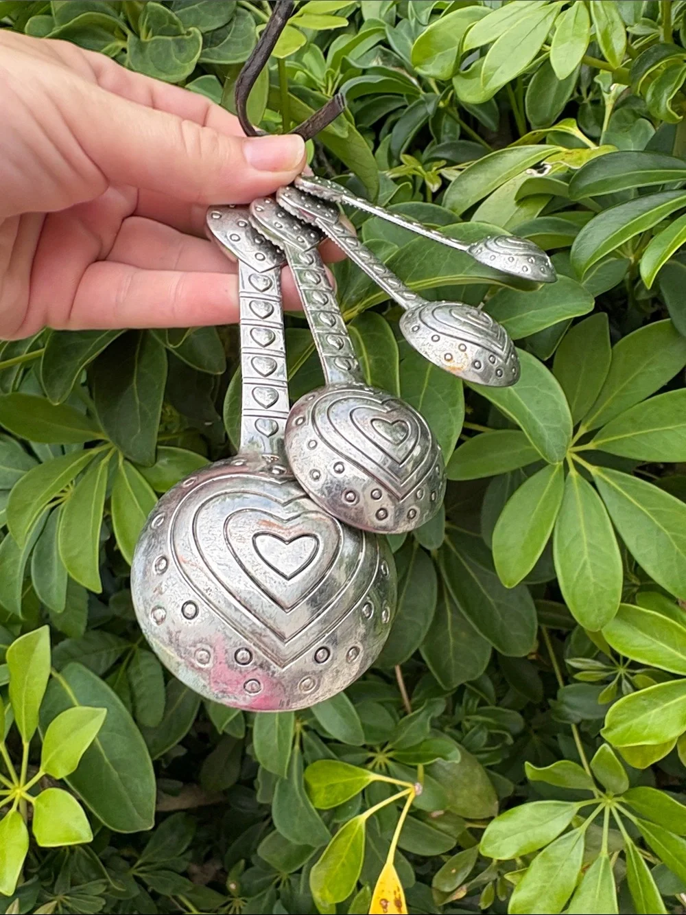 Silver Heart-Themed Measuring Spoon Set
